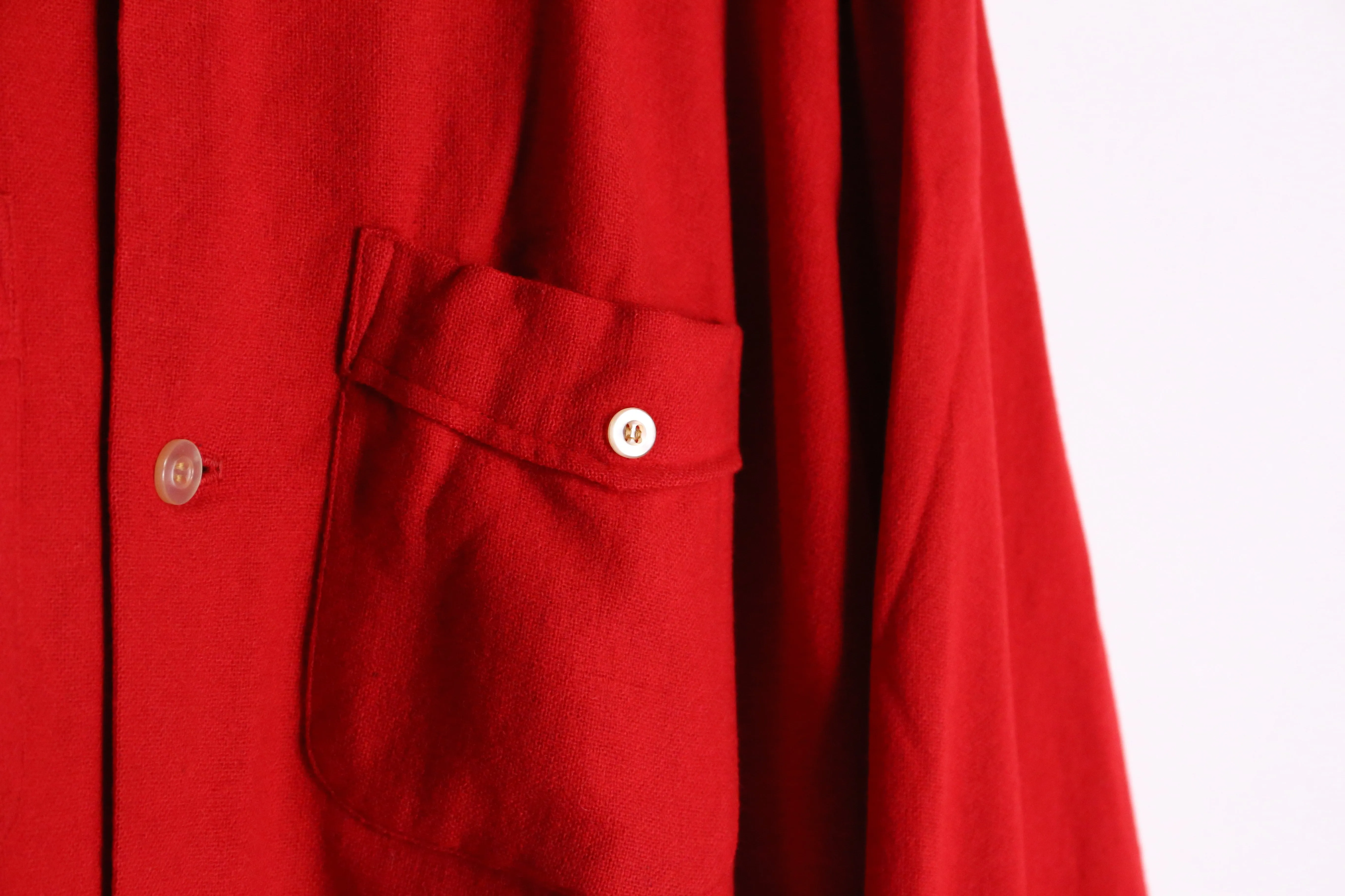 70's “VAN HEUSEN”open collar wool shirt