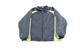 Adidas Embroidered Logo Black & Green Striped Zip Up Jacket