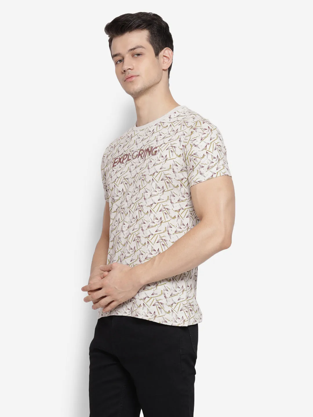 Everyday Crew Neck Beige Men T-Shirt