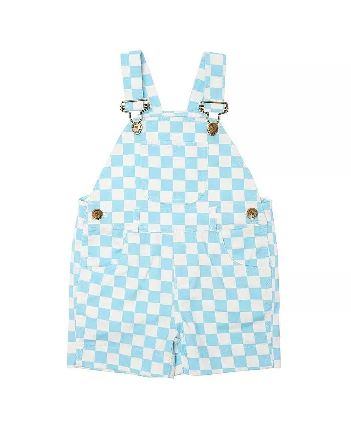 Girls Bottoms| Checkerboard Shorts- Blue | Dotty Dungarees