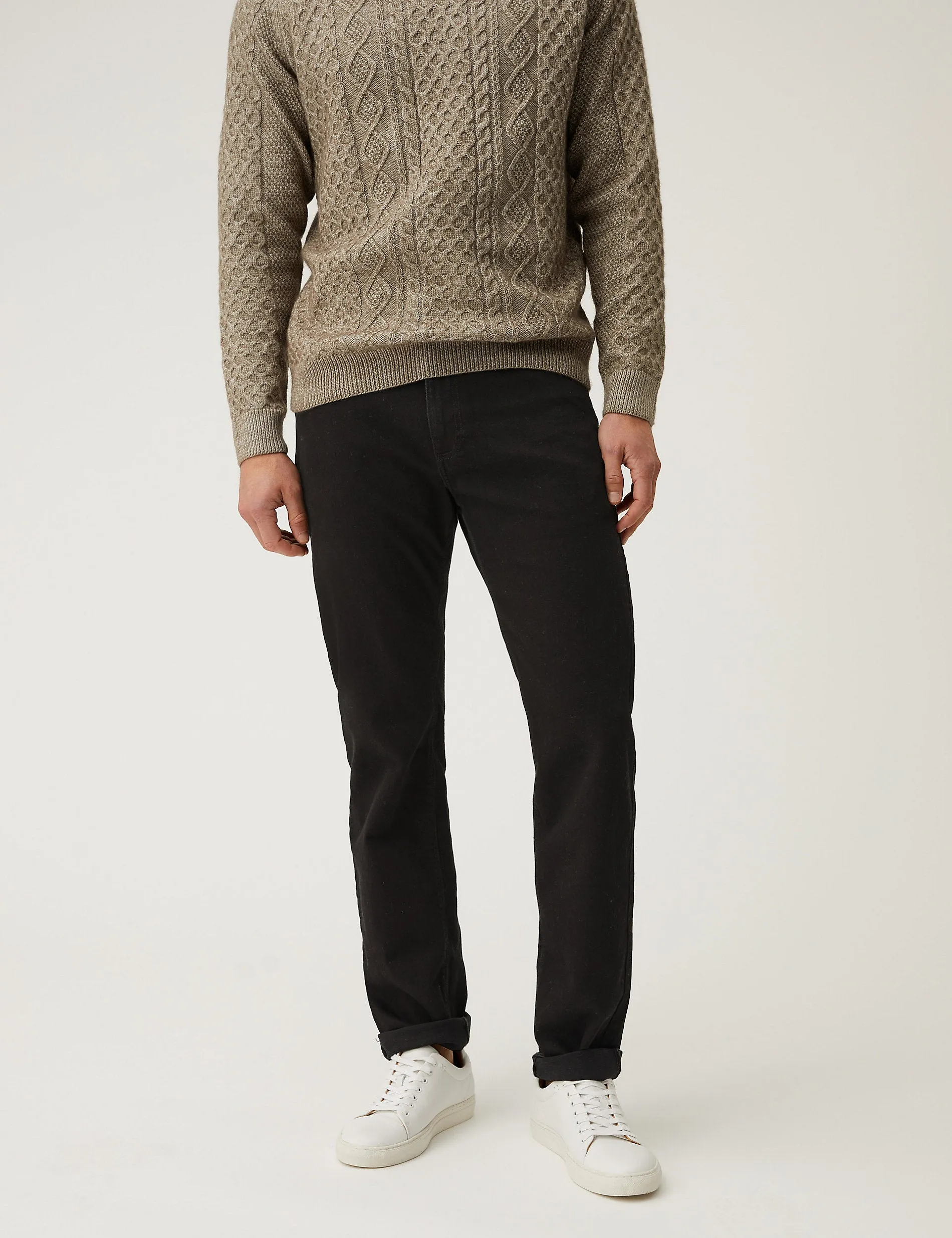 Marks & Spencer Straight Stretch Jeans, Black