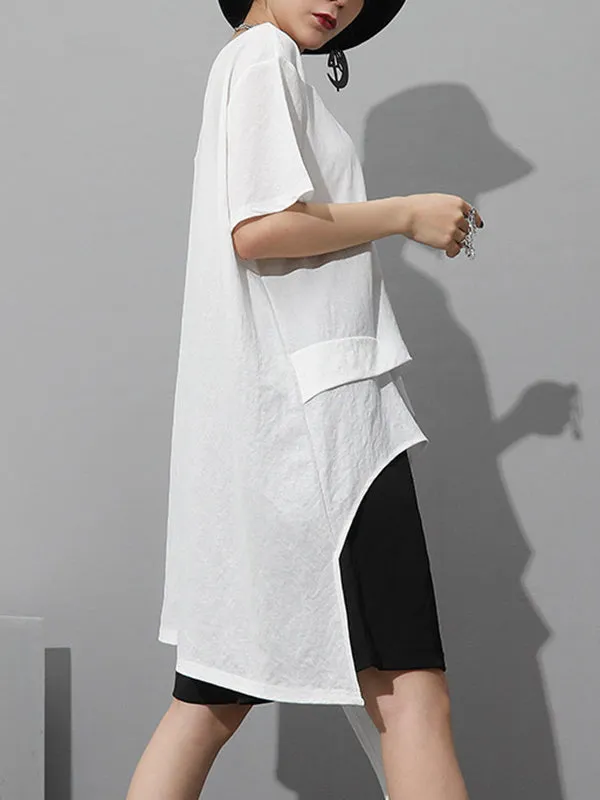 Original Irregular Loose Solid Color T-Shirt Top