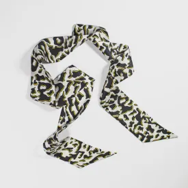 Zhi Zulu Leopard Ebony/Ivory Silk Twilly